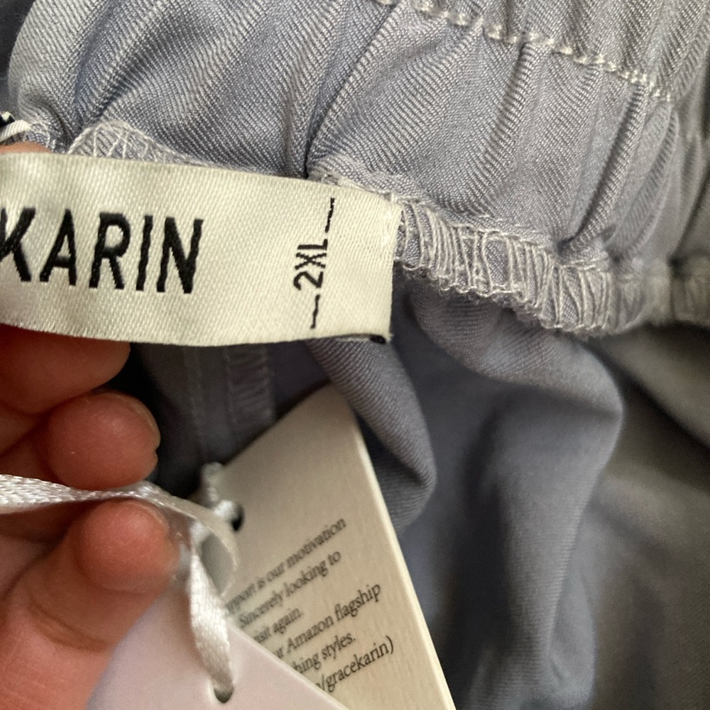 NWT Grace Karin 2XL Gray Paper Bag Pants - Picture 8 of 9